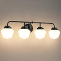 Bathroom Vanity Light Fixtures 4-Light Matte Black - Soft Frosted Glow
