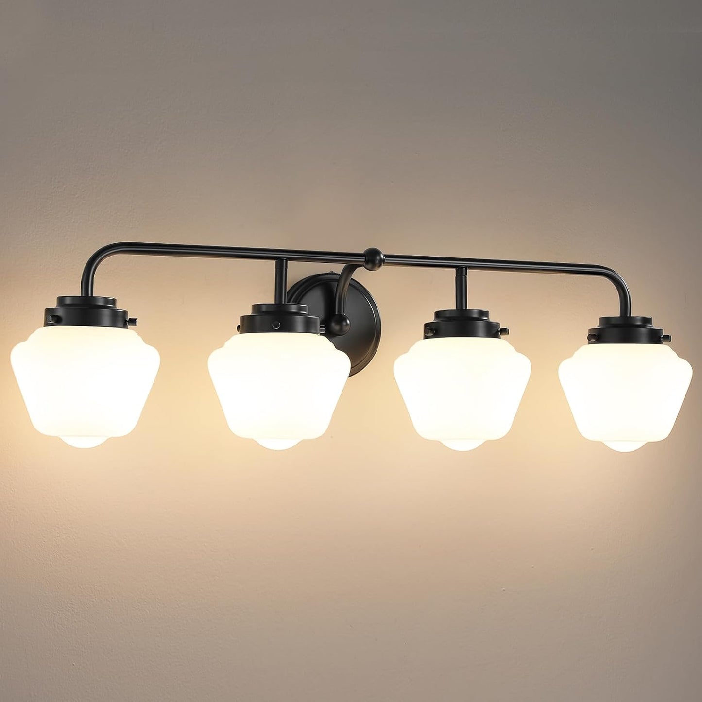 Bathroom Vanity Light Fixtures: 4-Light Matte Black Design