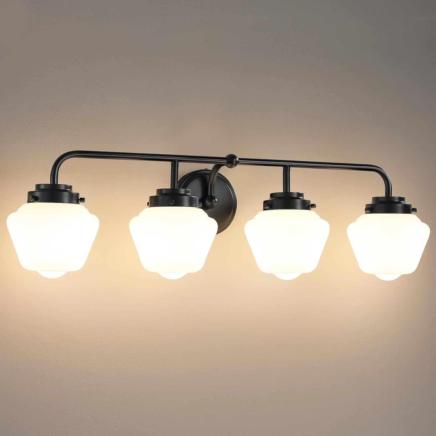 Bathroom Vanity Light Fixtures: 4-Light Matte Black Design