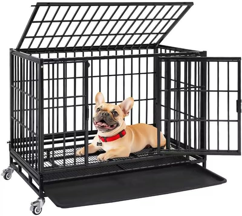 Indestructible 37 Inch Heavy Duty Dog Crate for Medium Dogs