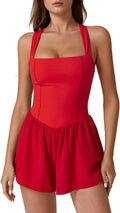 Women's Square Neck Sleeveless Romper Jumpsuit - Tummy Control Fit cut