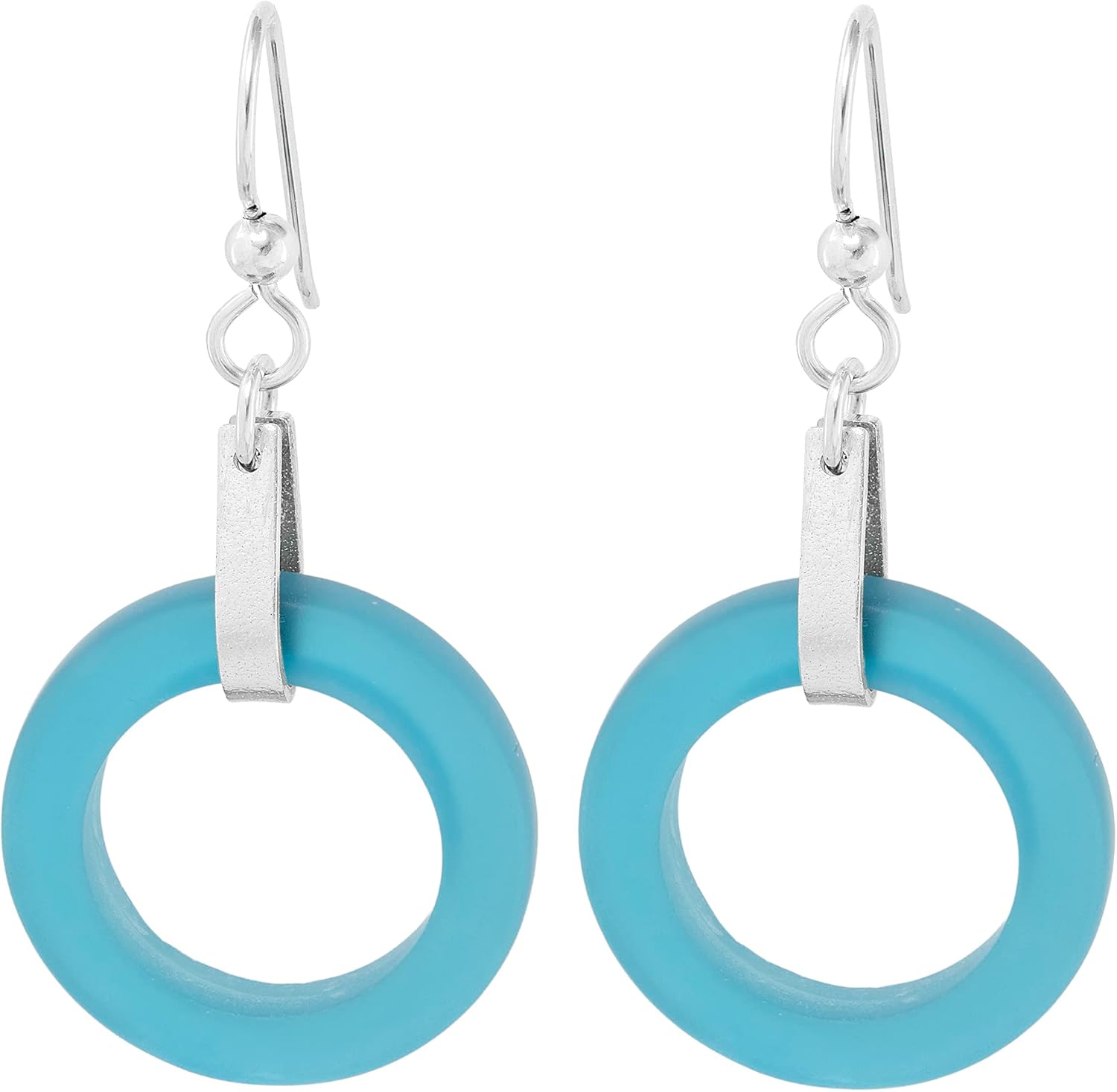 Round Matte Black Recycled Glass Earrings for Unique Style