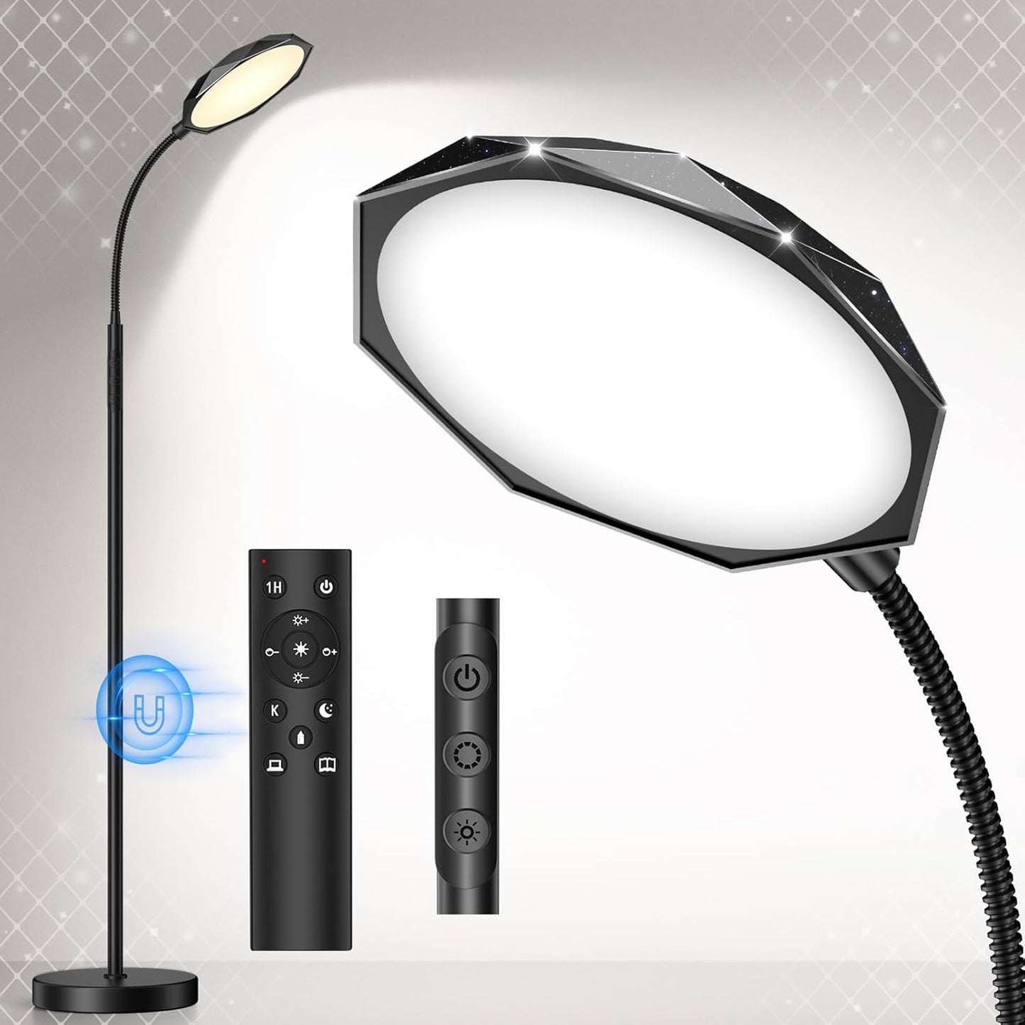 18W Bright LED Floor Lamp with Adjustable Colors and Remote Control