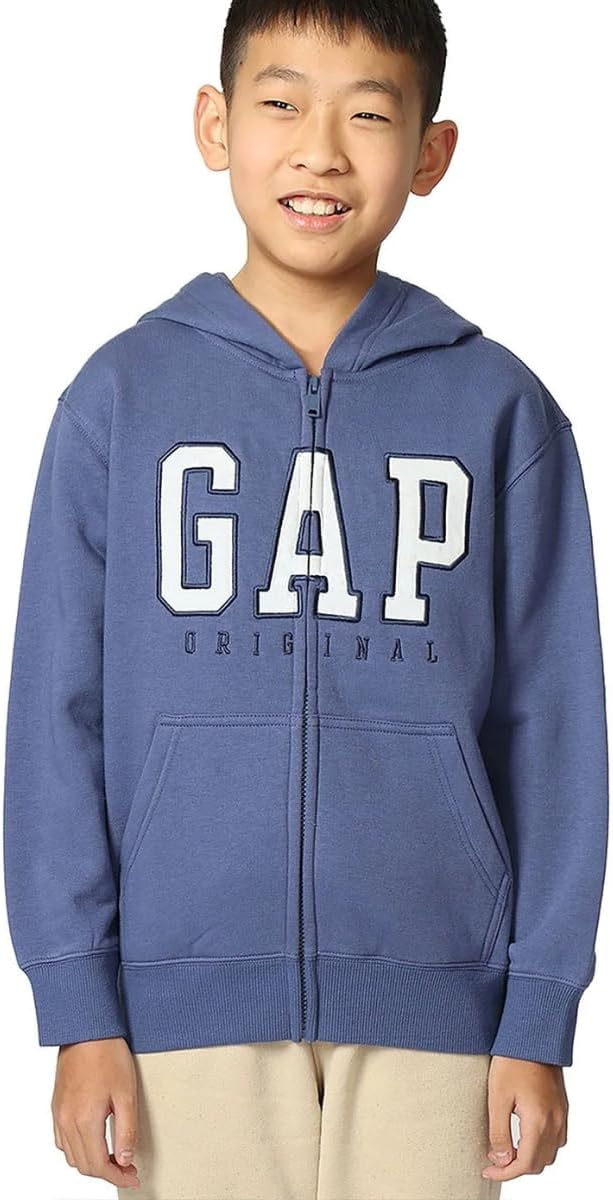 GAP Boys Logo Hoodie Full Zip Sweatshirt for Cozy Comfort