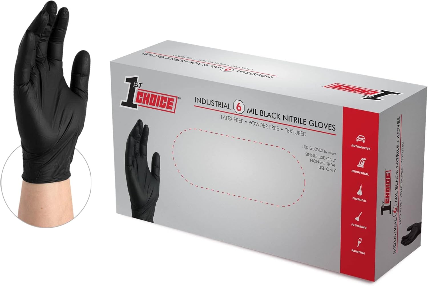 Black Latex-Free Nitrile Gloves 6 mil - Perfect for Cooking