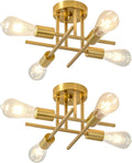 EGM 4-Light Gold Sputnik Ceiling Light Fixture - Modern Semi-Flush