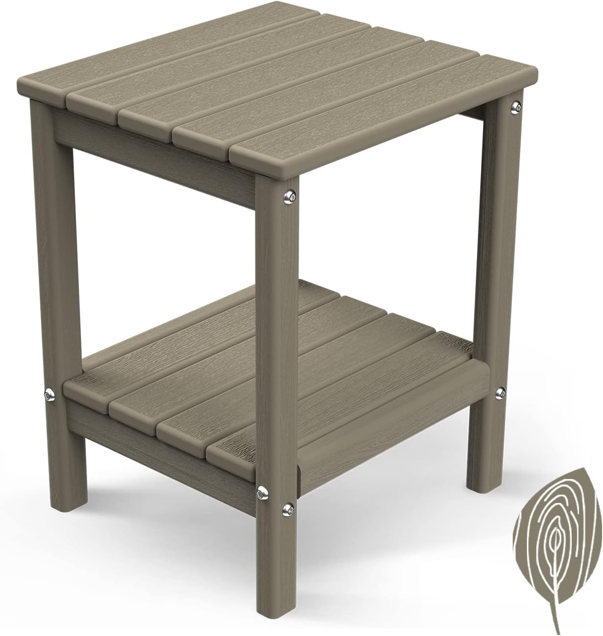GREENVINES Adirondack Outdoor Side Table with Storage Shelf