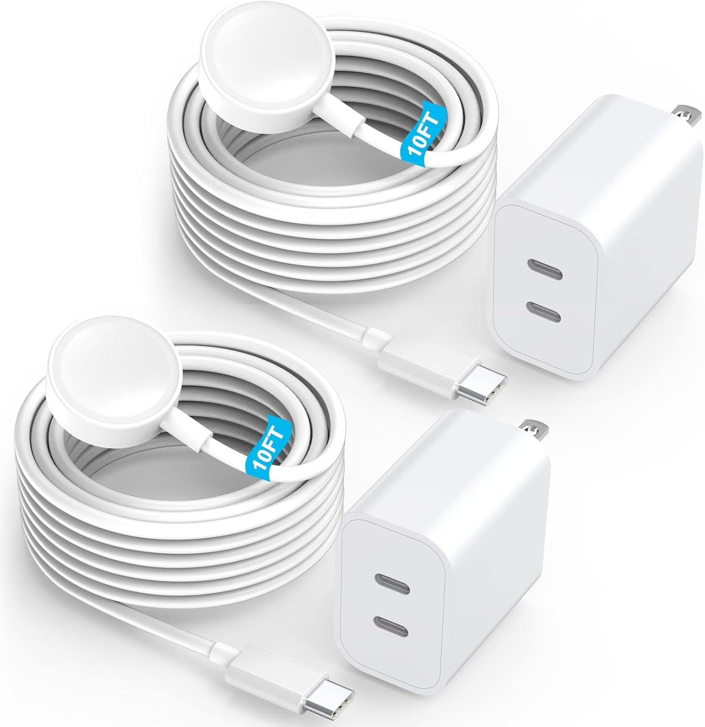 Fast Charger for Apple Watch - 2Pack Dual USB C Port Adapter