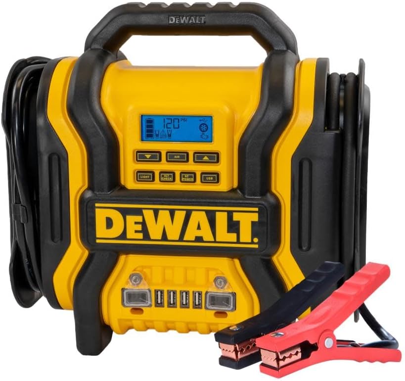 DEWALT Jump Starter with Inverter, USB Ports - Portable Power!
