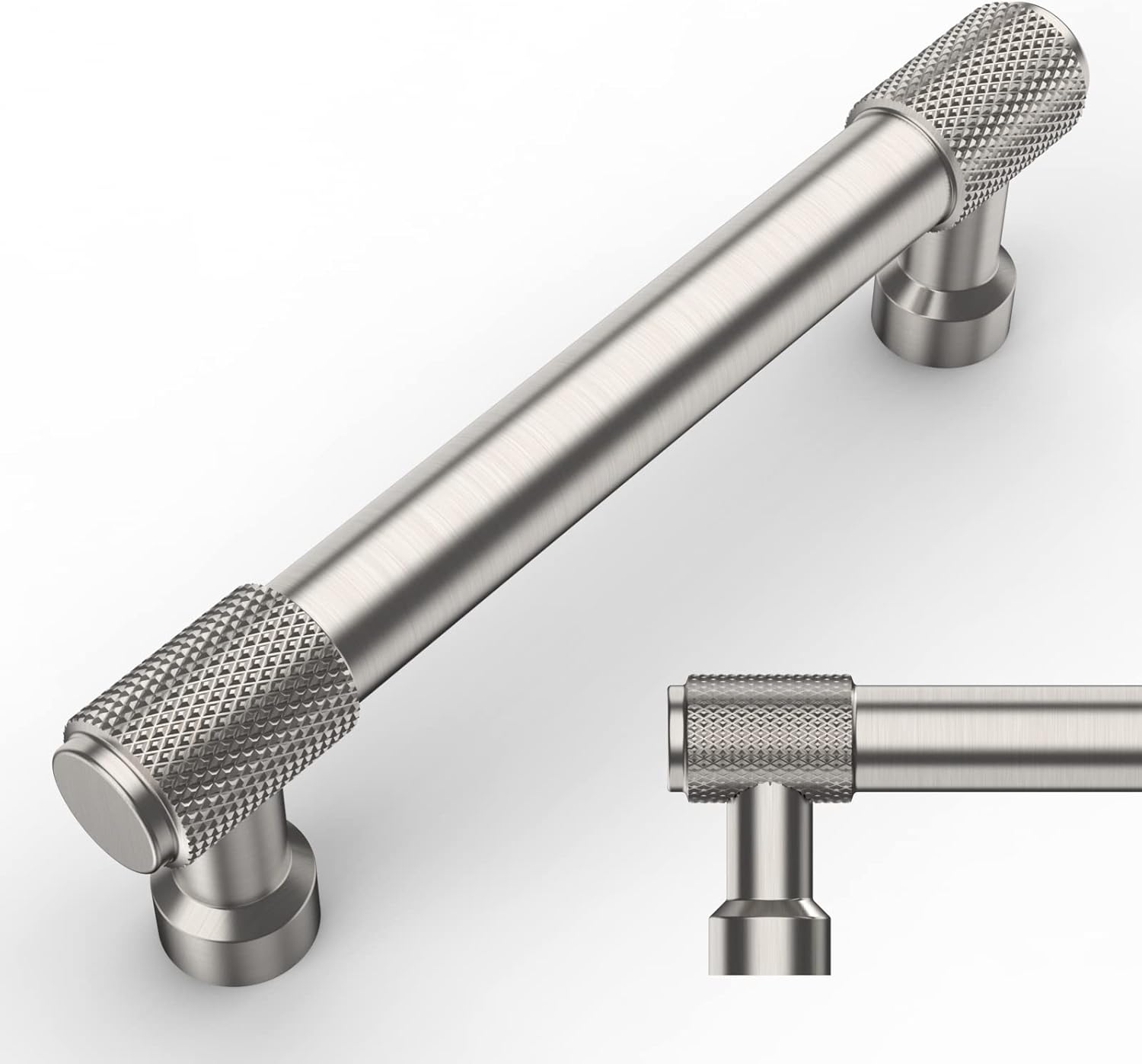Amerdeco 10 Pack Brushed Satin Nickel Knurled Cabinet Pulls