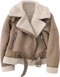 Faux Shearing Moto Jacket for Women - Stylish Winter Coat