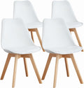 OLIXIS Set of 4 Mid-Century Modern Dining Chairs - Comfortable White