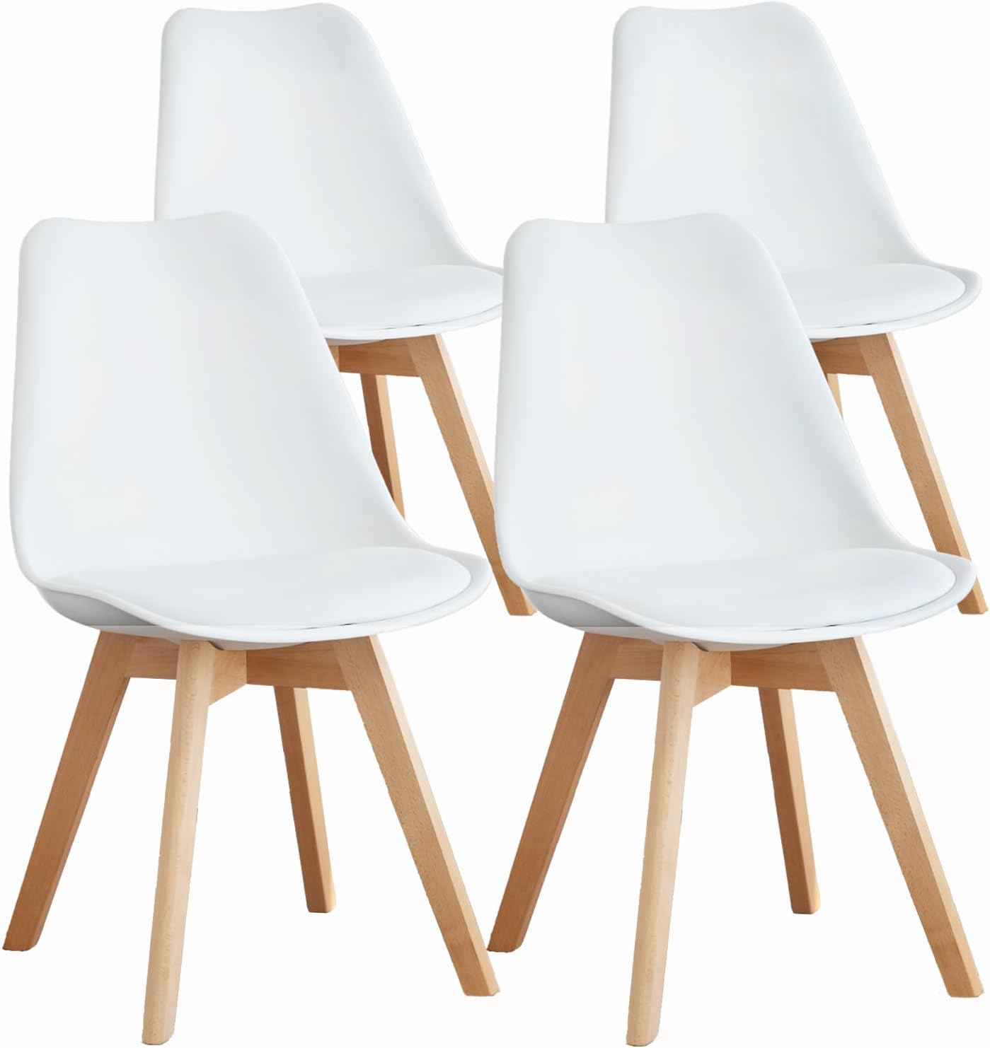 Mid-Century Modern Dining Chairs Set of 4 with Wood Legs