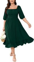 Women's Plus Size Maxi Dress Square Neck Smocked - Flattering Fit