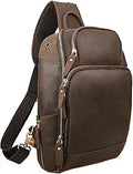 Full Grain Leather Sling Bag Crossbody Backpack - Vintage Brown