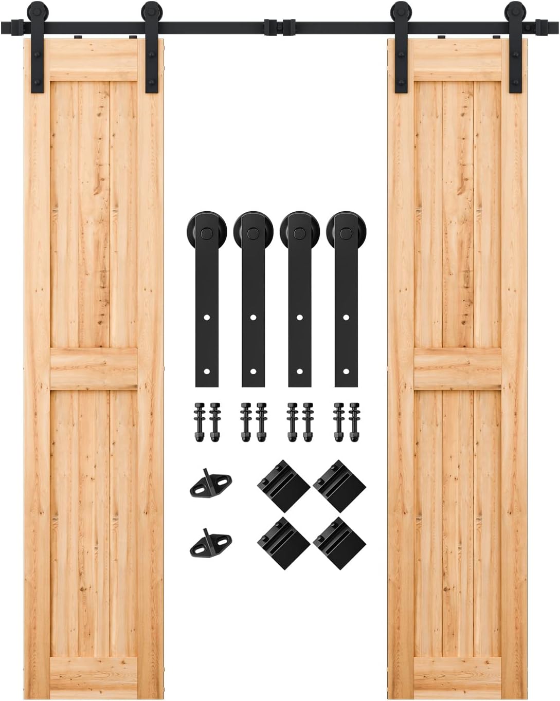 SMARTSTANDARD 6FT Heavy Duty Double Door Sliding Barn Door Kit