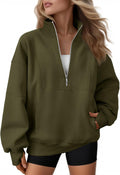 AUTOMET Womens Quarter Zip Oversized Sweatshirt - Cozy Fleece Mock its