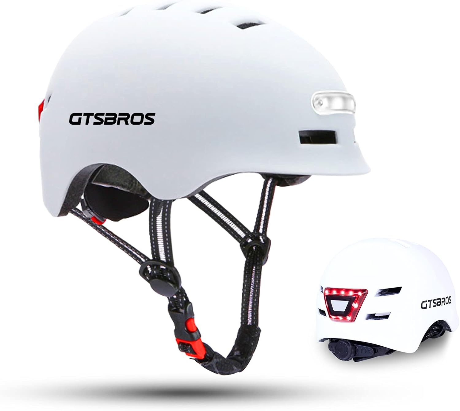 Adjustable Bicycle Helmet with LED Lights for Safe Commuting