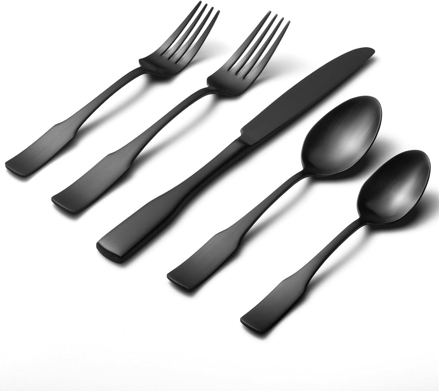 Alata Kate Black Satin 40-Piece Silverware Set for 8 People