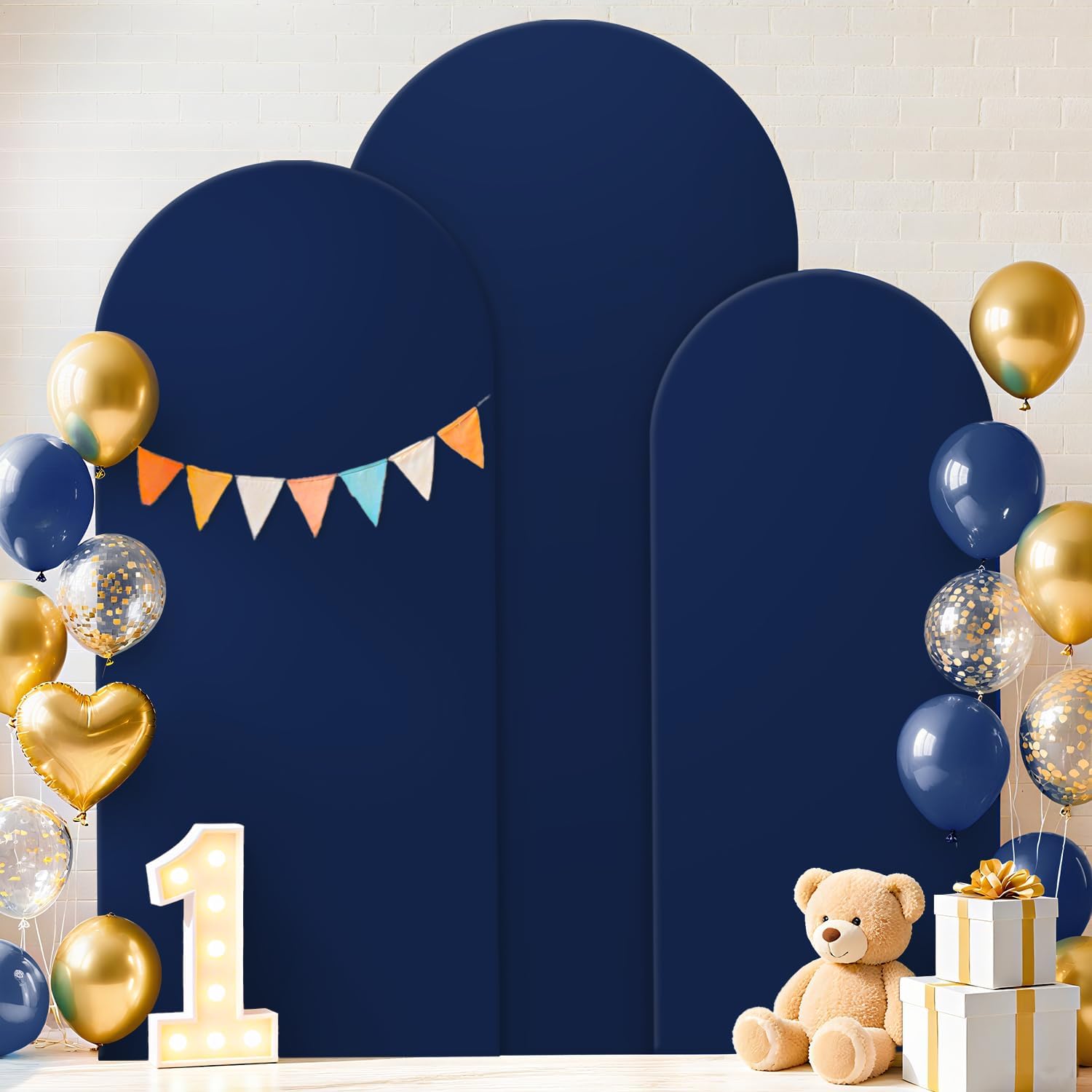 Navy Spandex Arch Backdrop Cover Set of 3 for Events
