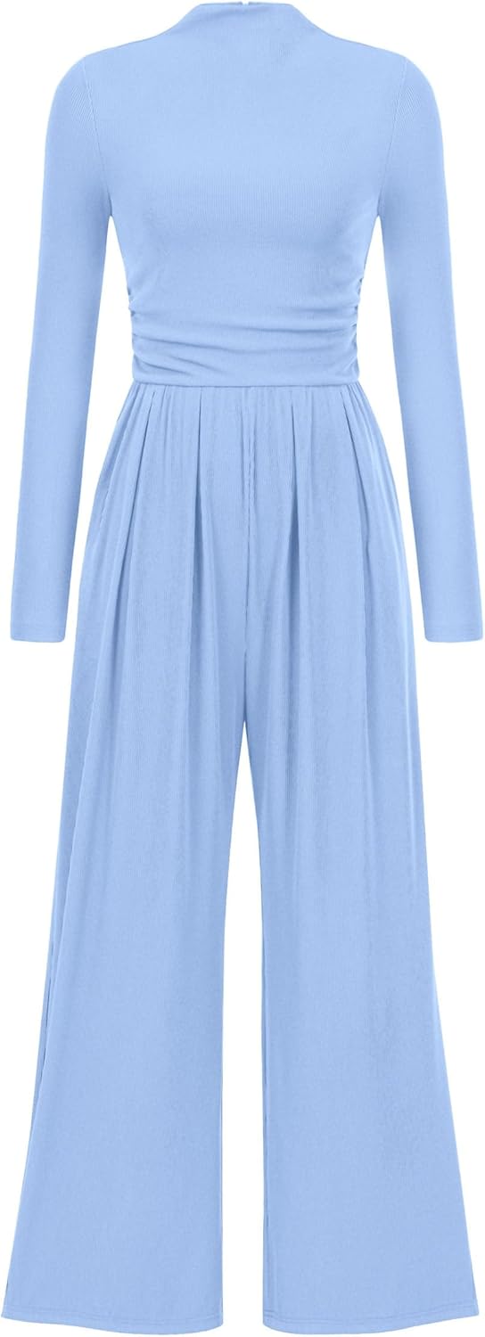 PRETTYGARDEN Dressy Jumpsuits for Women with Mock Neck Design