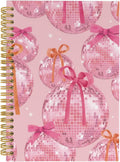 Trendy Retro Disco Ball Spiral Notebook 5.5x8.3 - Preppy Pink Journal