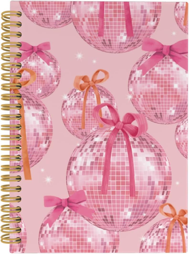 Funky Pink Disco Ball Spiral Notebook for Teens & Girls
