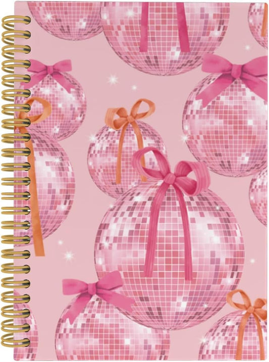 Funky Pink Disco Ball Spiral Notebook for Teens & Girls