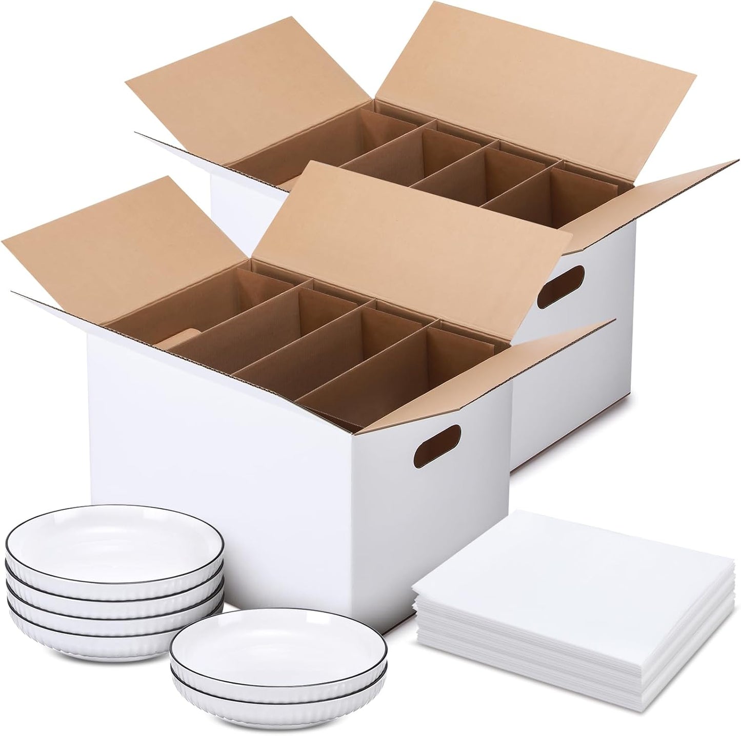 Dish Moving Boxes with Divider Kits for Safe Packing and Transport