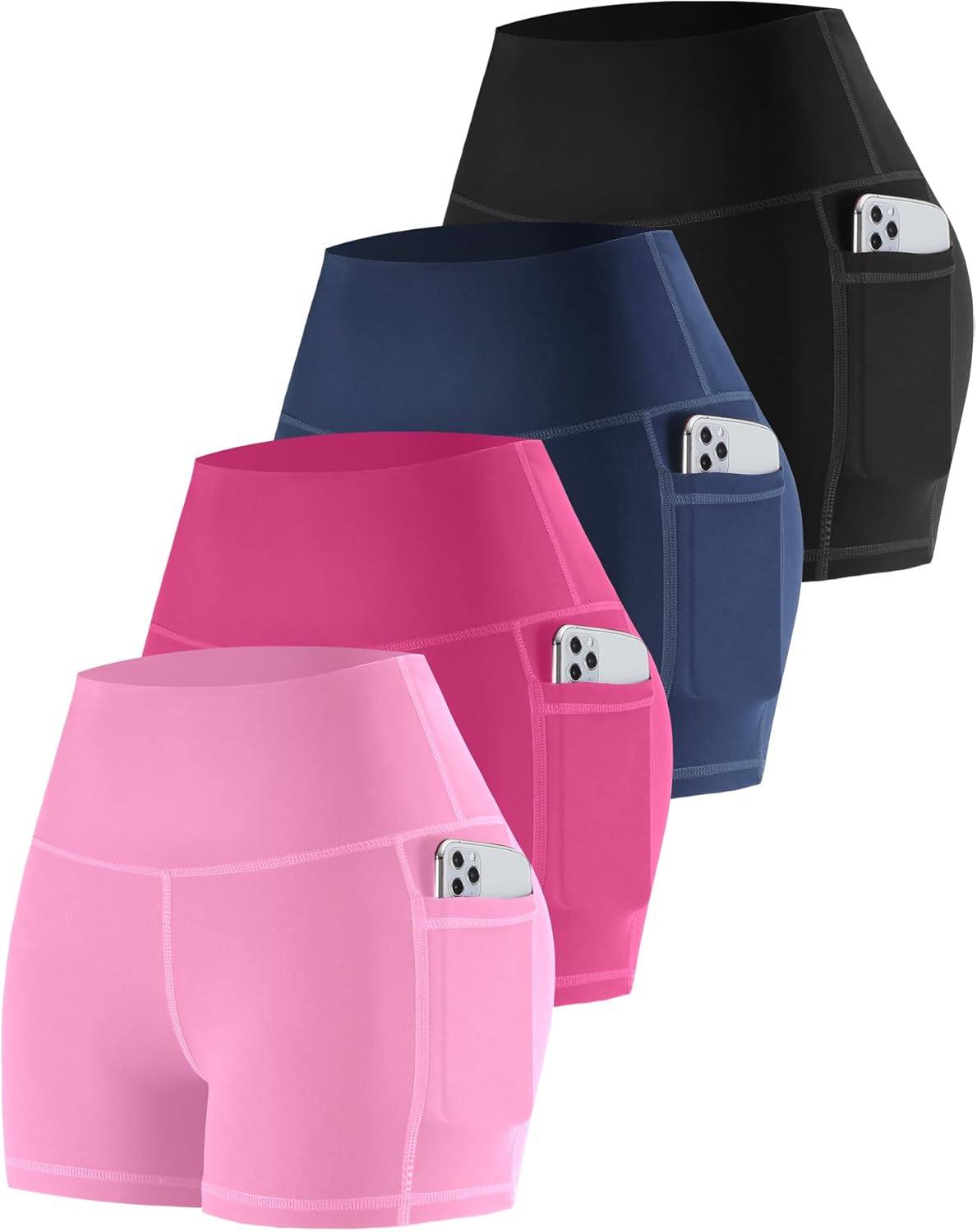 CHRLEISURE Womens Biker Yoga Shorts with Pockets for Comfort