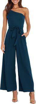 Women Summer One Shoulder Jumpsuit Slim Fit Wide Leg - Versatile