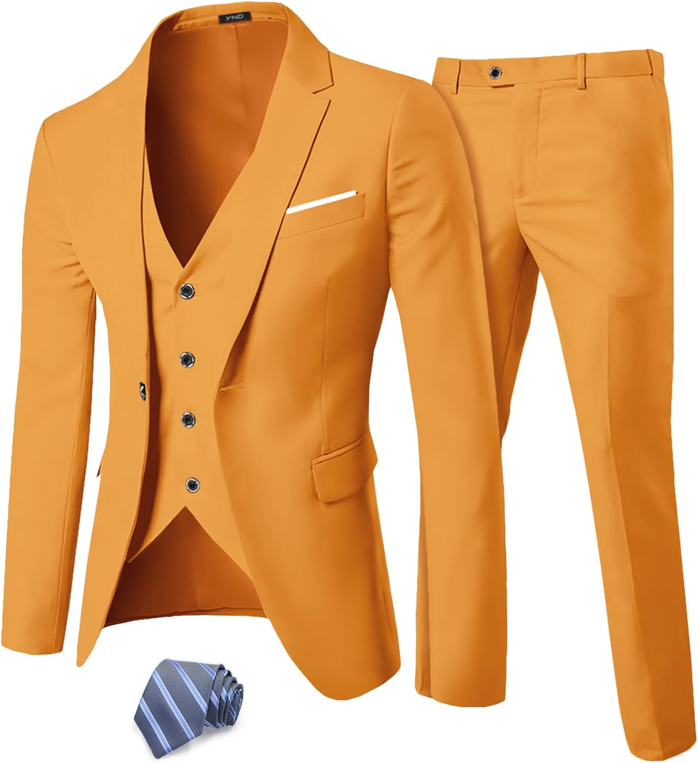 YND Men's Slim Fit 3 Piece Suit Set with Tie for Any Occasion