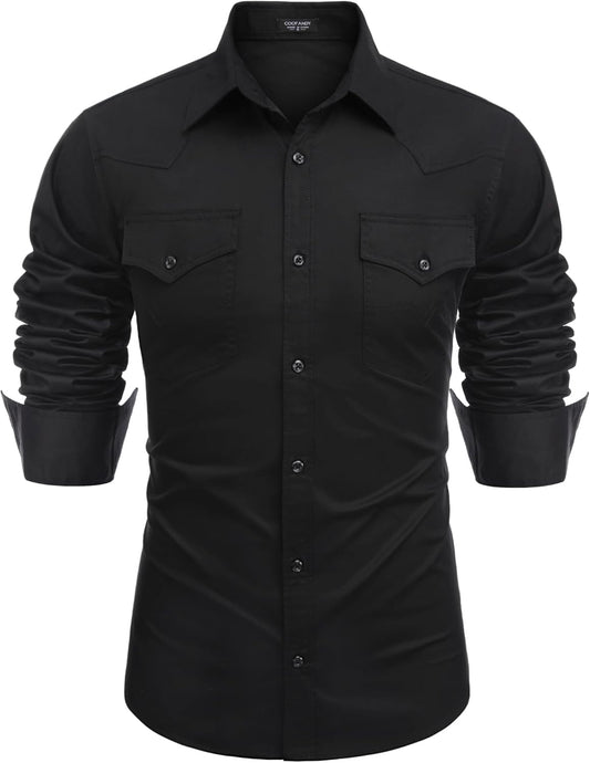 COOFANDY Men's Western Cowboy Shirt for Casual and Work Wear