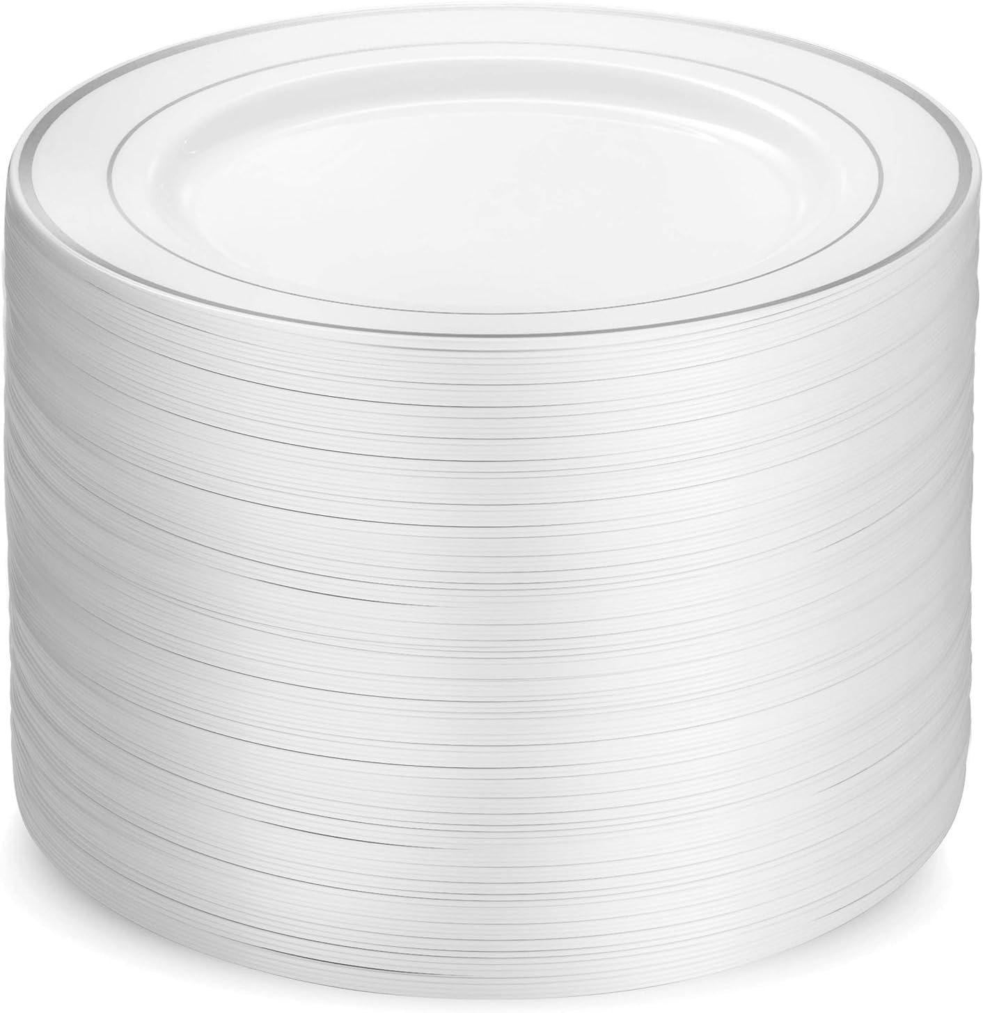 Elegant 100 Silver Plastic Dinner Plates Set for All Occasions