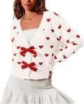 Cute Women's Bow Tie Cardigan Sweater for Valentine's Day Fun
