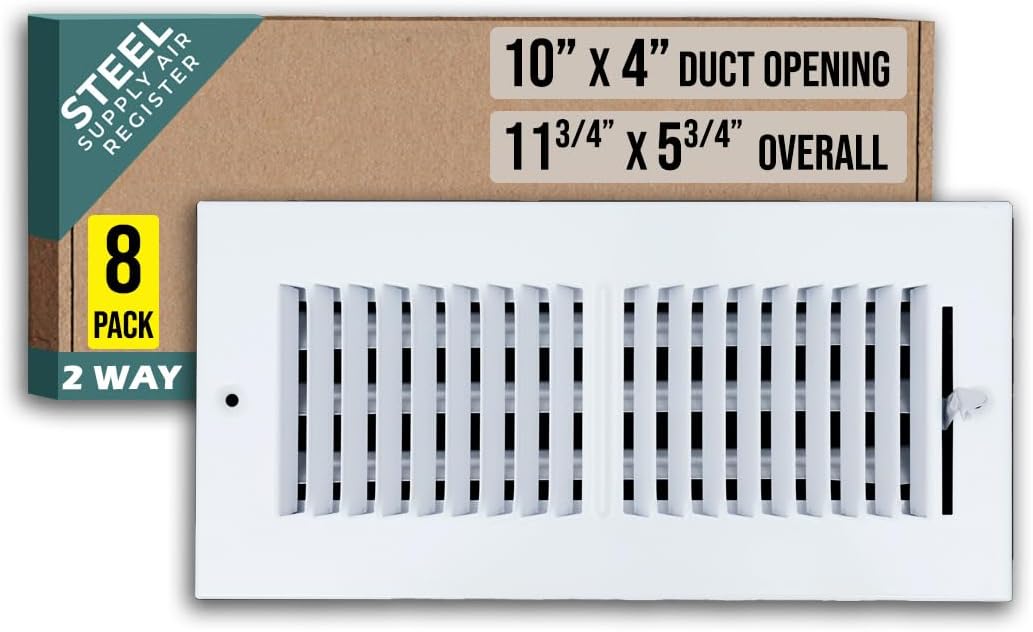 2 Way Steel Air Supply Diffuser for 10x4 Duct Openings