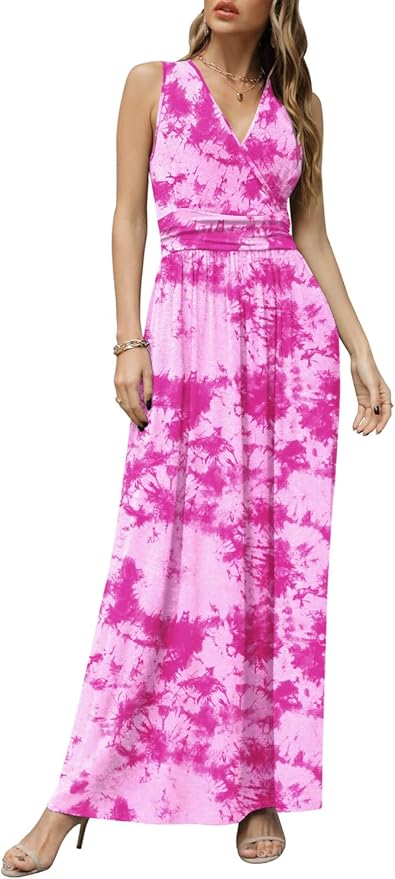 CATHY Women's Casual Sleeveless Deep V-Neck Maxi Dress Review