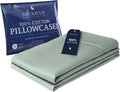 100% Cotton King Pillowcases Set of 2 - 500TC Sateen, Aqua Gray