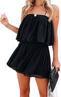 EXLURA Womens 2025 Summer Romper Dress Spaghetti Strap Pleated Women's
