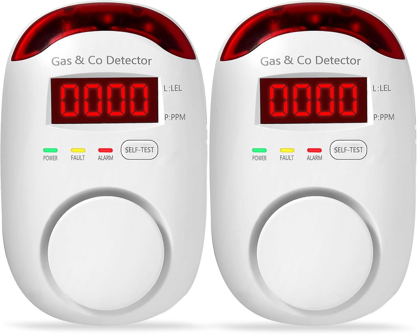 2 Packs Gas & Carbon Monoxide Detectors for Home Safety
