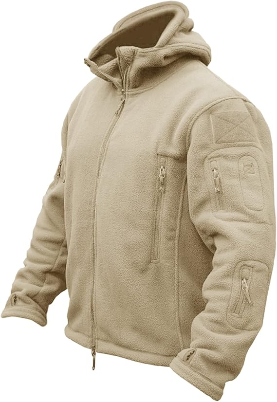 CRYSULLY Men's Military Tactical Sport Warm Fleece Hooded Jacket