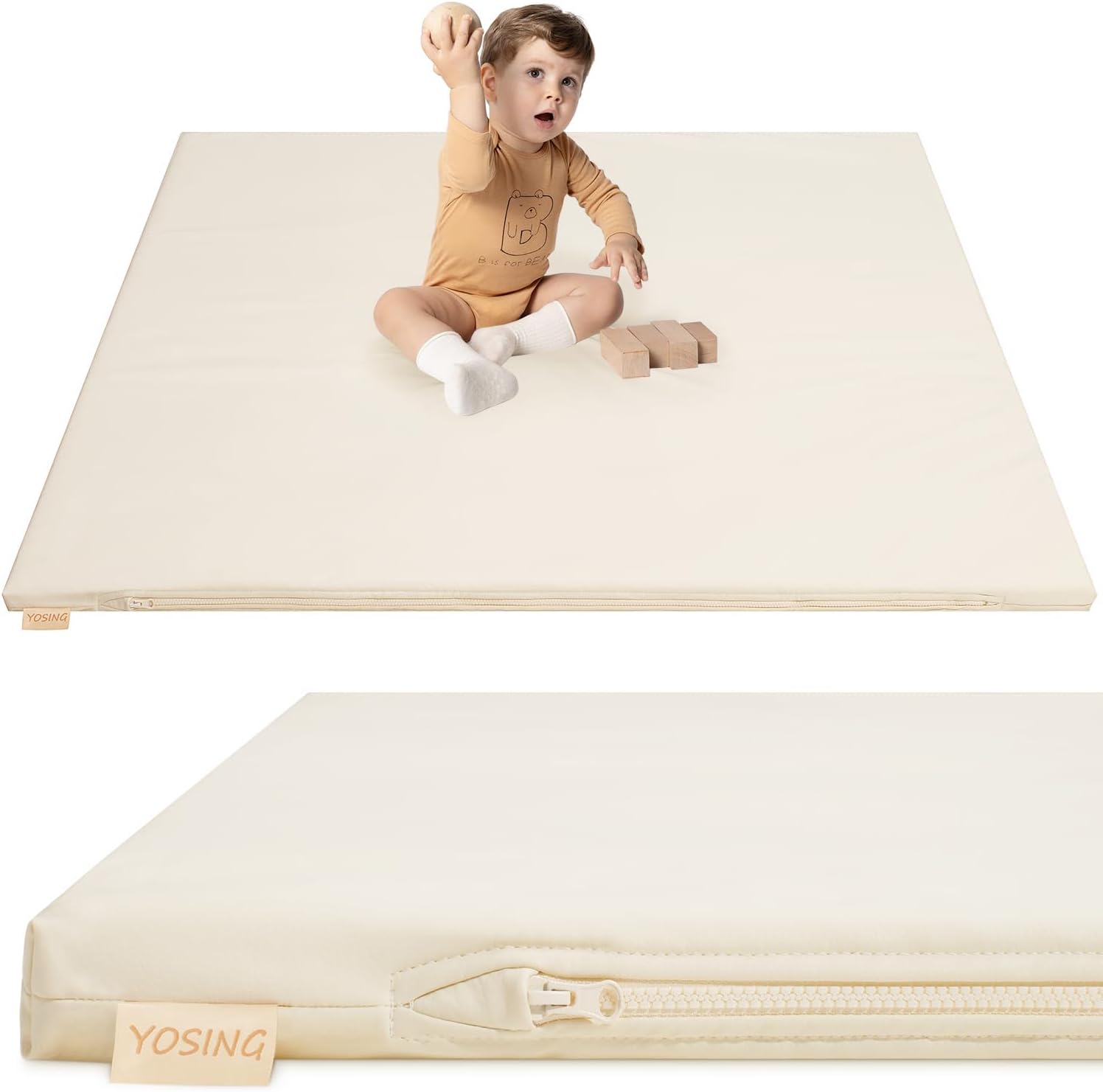 YOSING Padded Baby Play Mat - Safe, Soft, and Waterproof Design