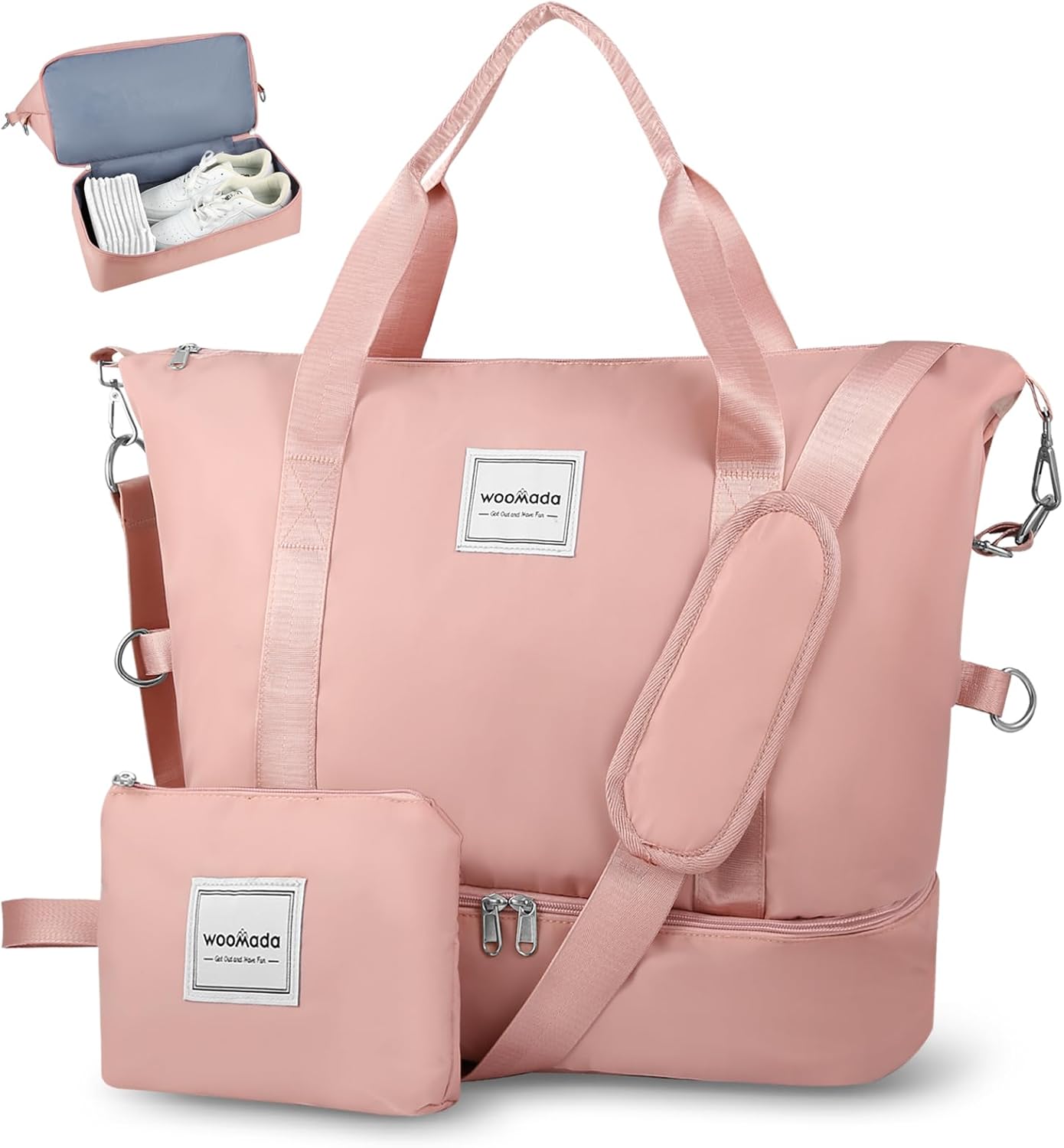 Woomada Weekender Bag for Women with Shoe Compartment & Wet Pocket
