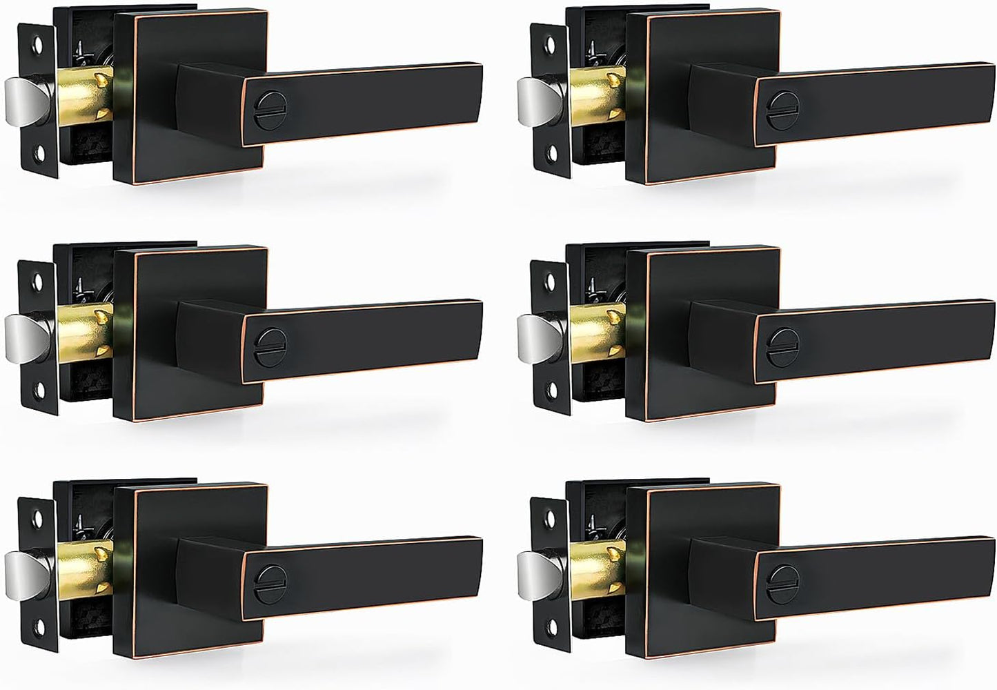 Privacy Door Levers 6 Pack Oil Rubbed Bronze Heavy Duty Handles