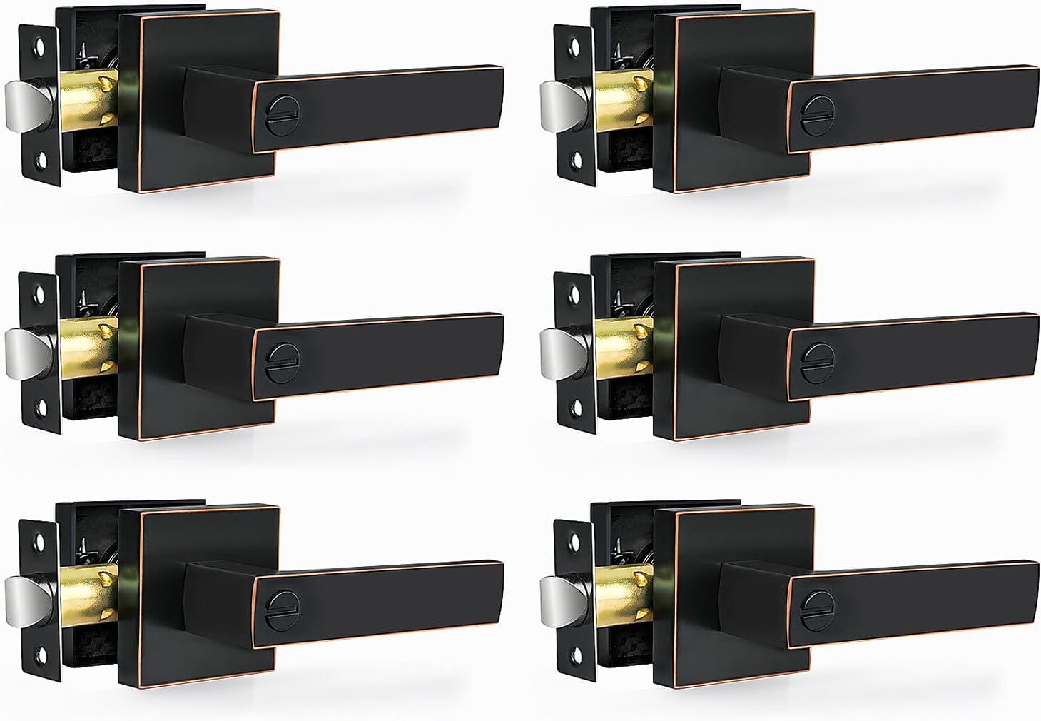 Privacy Door Levers 6 Pack Oil Rubbed Bronze Heavy Duty Handles