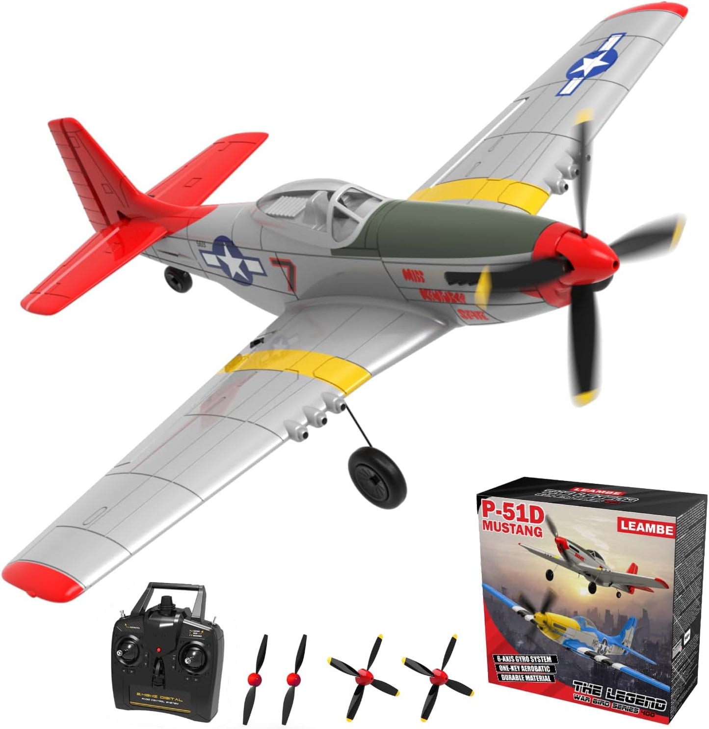 P51 Mustang RC Plane for Beginners - Easy Control & Stability
