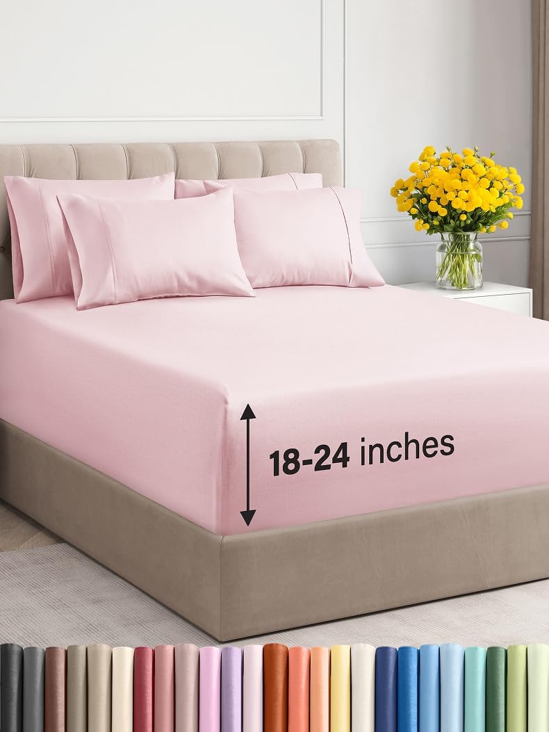 Extra Deep King Sheet Set - 6 Piece Breathable and Cooling Sheets