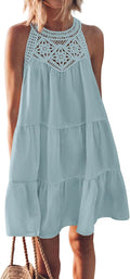 Women Summer Halter Tiered Swing Mini Dress - Beach Ready TIP