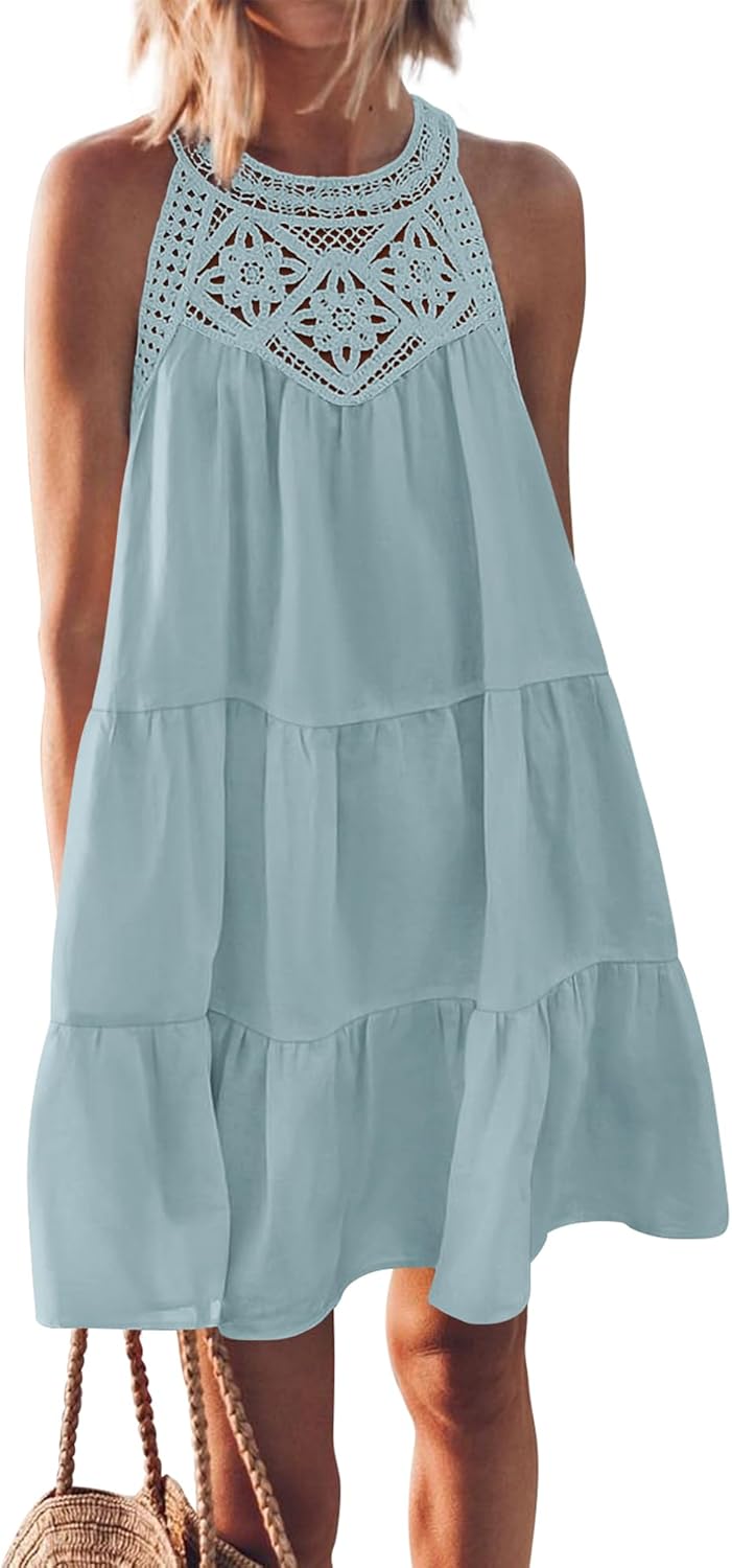 BTFBM Women Summer Halter Dresses for Beach Vacation Style