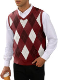 Mens Argyle Knitwear Vest V Neck Slim Fit - Classic Layering
